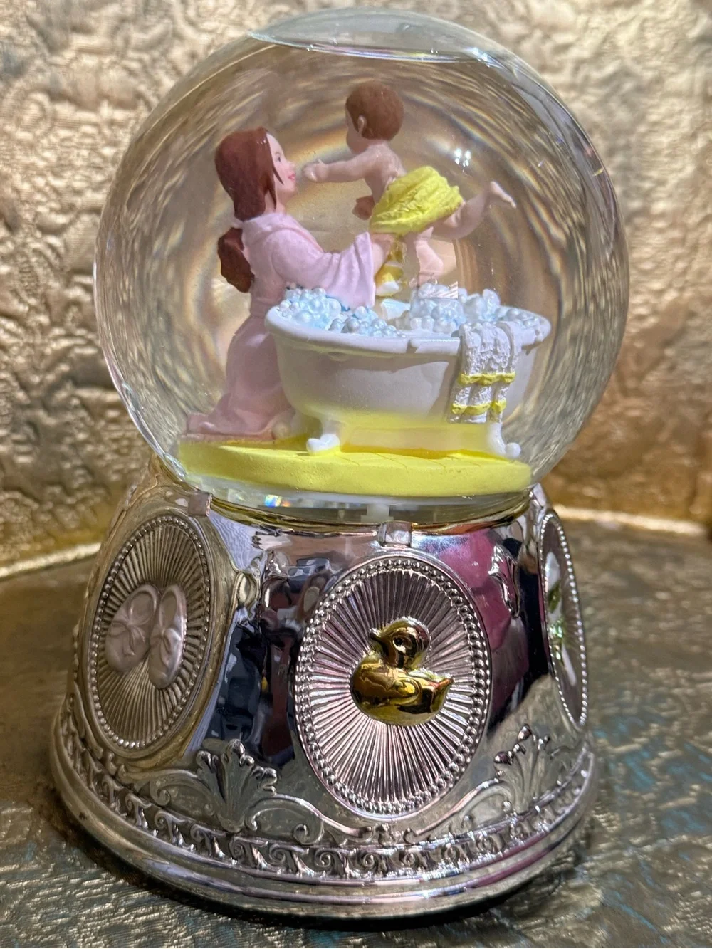 Wallace Silver Globe Bath Time Baby bubbles Music box|You are my sunshine RARE